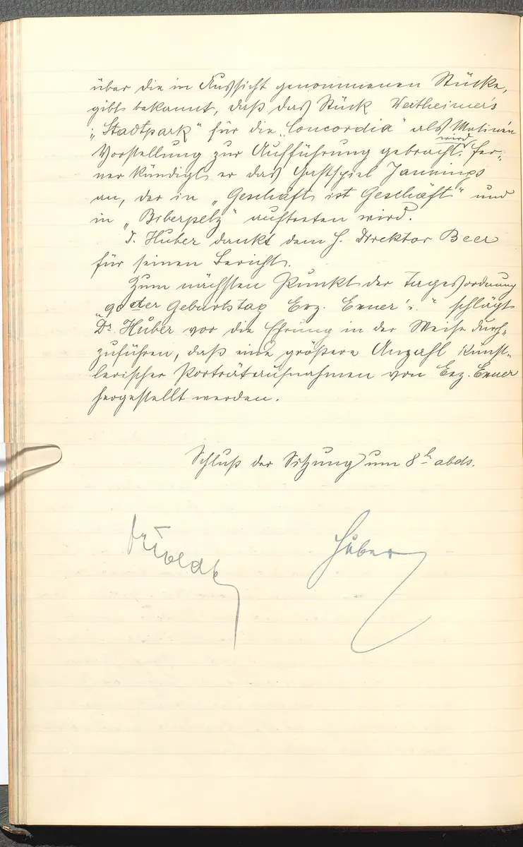 Protokolle der Ausschusssitzungen des Vereines des Deutschen Volkstheaters in Wien
