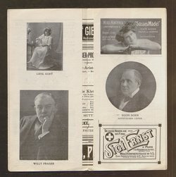 Kabarett Fledermaus, Titel in Vorlageform: Fledermaus 1911-12, Verweis auf Stücktitel: Die Klette, Verweis auf Stücktitel: Der diskrete Paravent