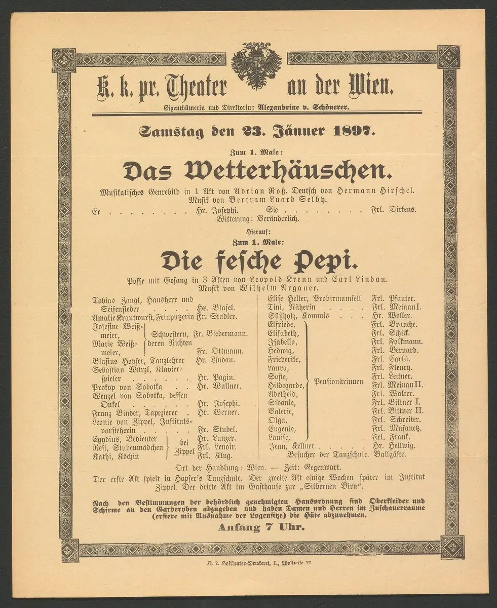 Die fesche Pepi, Das Wetterhäuschen