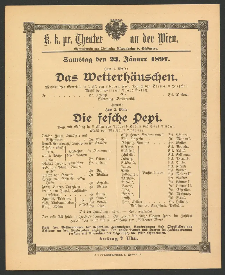 Die fesche Pepi, Das Wetterhäuschen