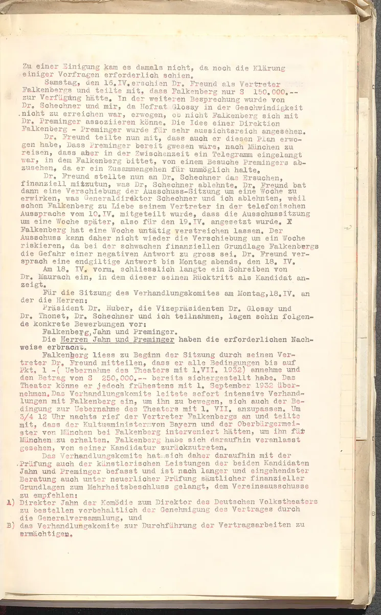 Protokolle der Ausschusssitzungen des Vereines des Deutschen Volkstheaters in Wien