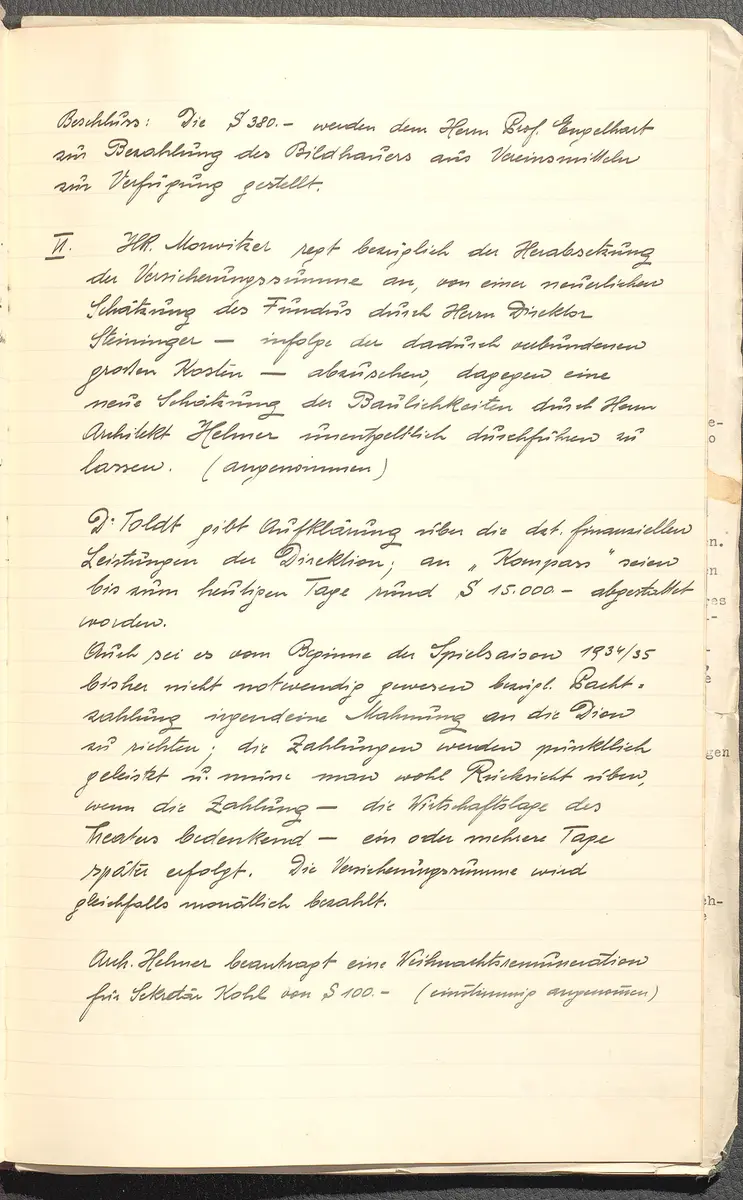 Protokolle der Ausschusssitzungen des Vereines des Deutschen Volkstheaters in Wien