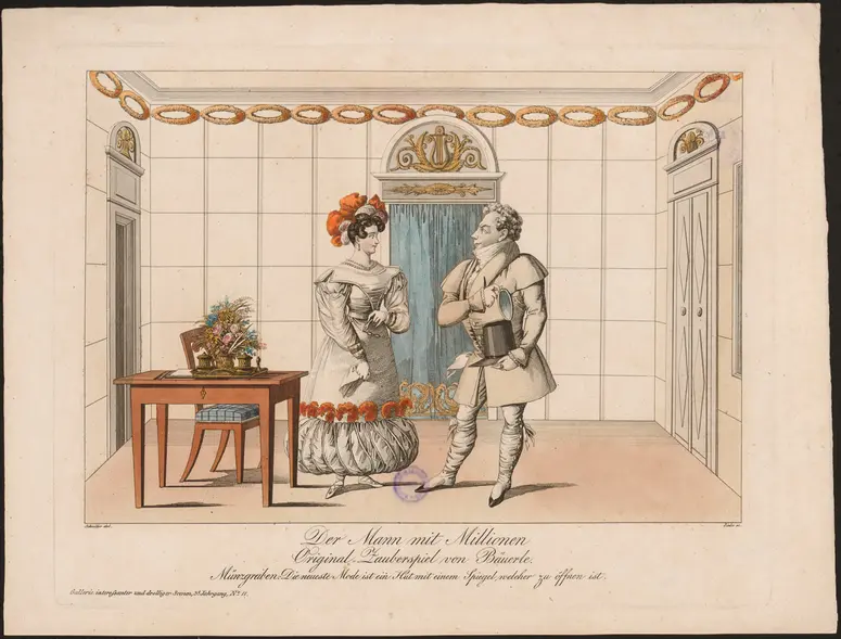 Der Mann mit Millionen, Titel der Serie: Gallerie interessanter und drolliger Scenen, Name der Zeitschrift: Wiener Theaterzeitung