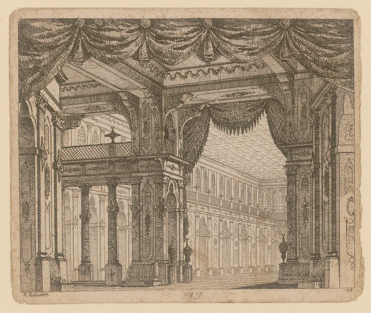 ohne Titel, Titel der Serie: Theaterdecorationen nach den Originalskitzen des k.k. Hoftheatermahlers Joseph Platzer radirt und verlegt von Norbert Bittner