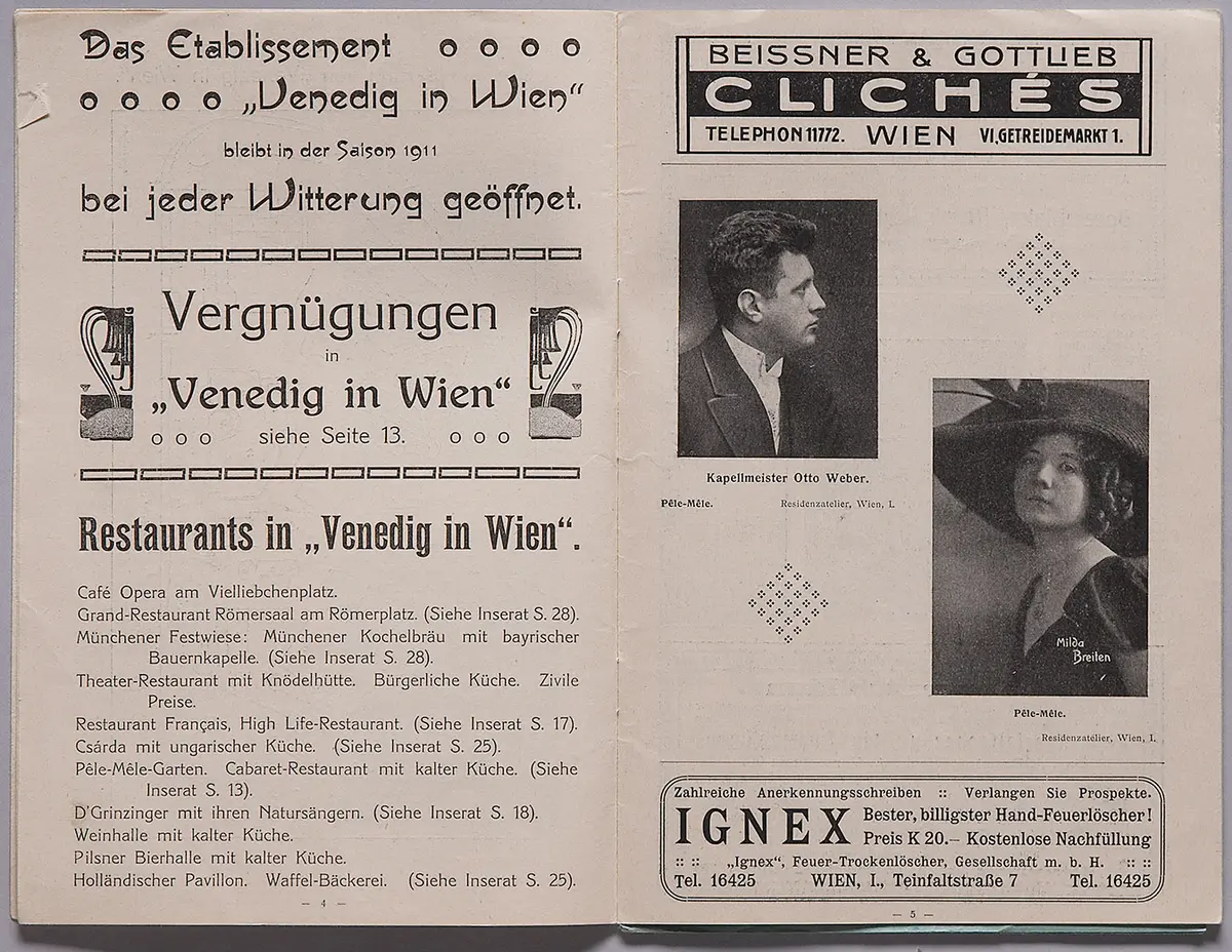 Venedig in Wien, Verweis auf Stücktitel: Vielliebchen, Verweis auf Stücktitel: Wiener Mäderln, Verweis auf Stücktitel: Redoute, Verweis auf Stücktitel: Ein Traum, Verweis auf Stücktitel: Der selige Octave