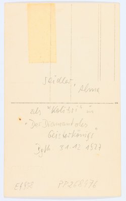 Alma Seidler, Verweis auf Stücktitel: Der Diamant des Geisterkönigs