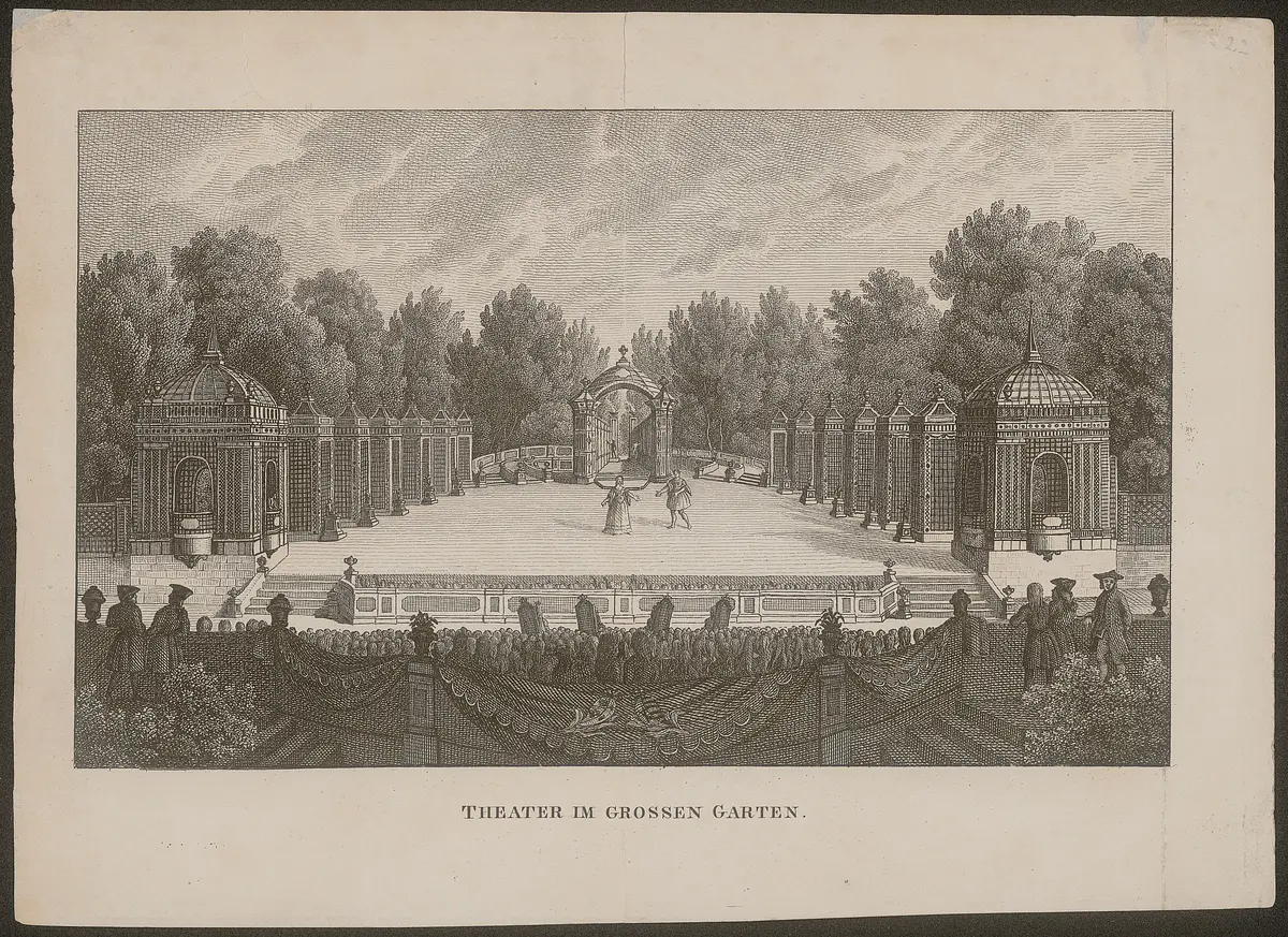 Dresden, Heckentheater im großen Garten, Titel in Vorlageform: Theater im grossen Garten