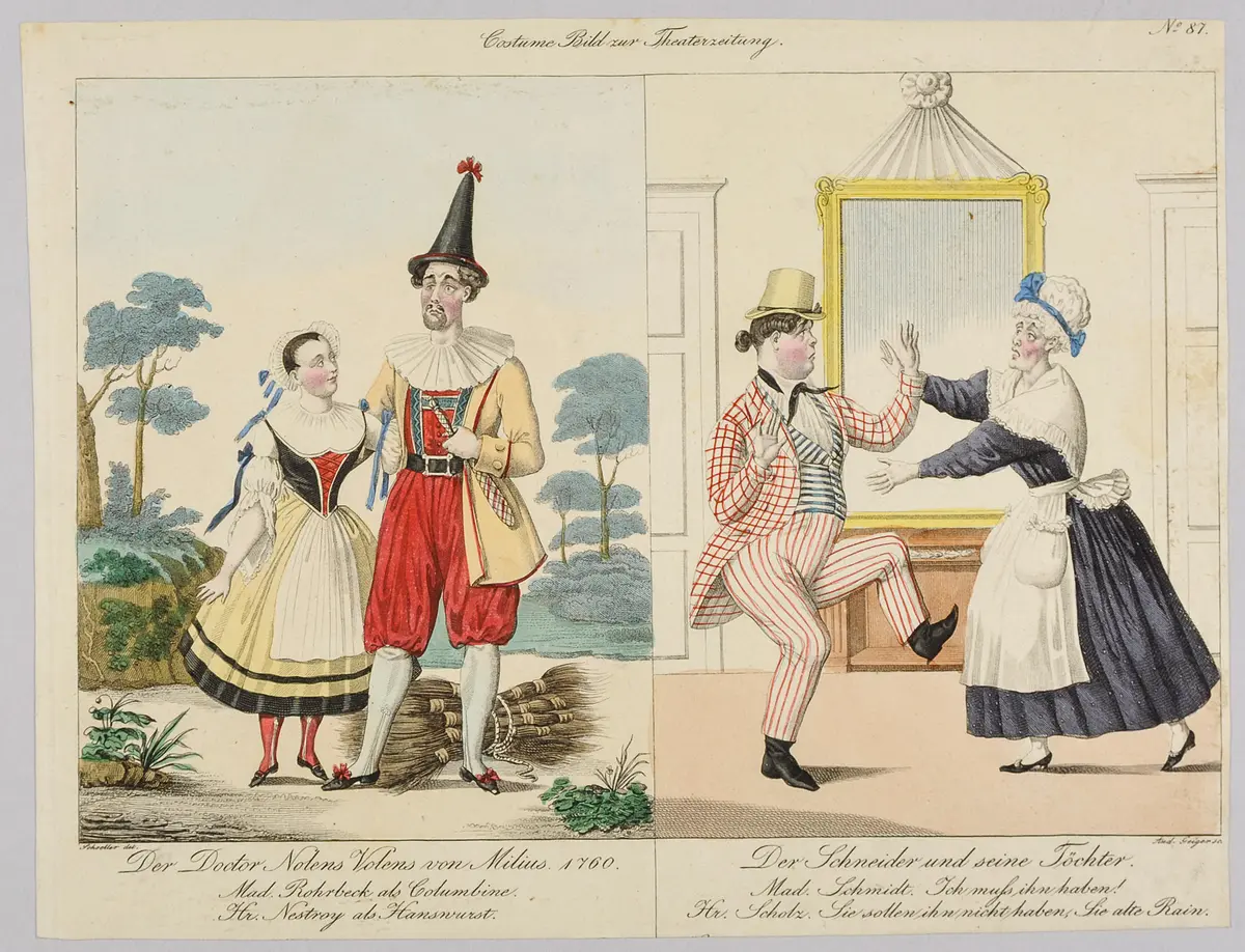 Doctor nolens volens / Der Schneider und seine Töchter, Titel der Serie: Costume-Bild, Name der Zeitschrift: Wiener Theaterzeitung
