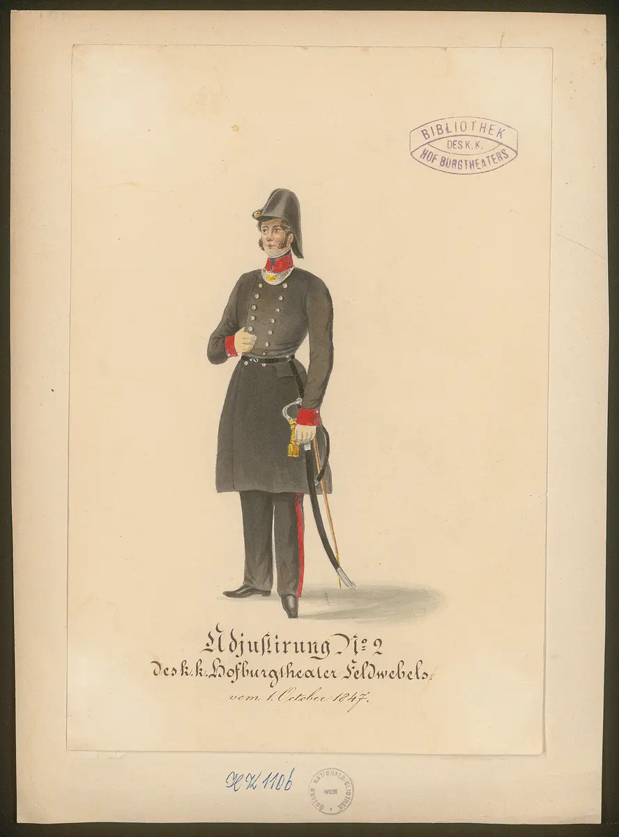 Theaterfeldwebel - Adjustierung, Titel der Serie: Figurinen des k.k. Hof-Burgtheaters