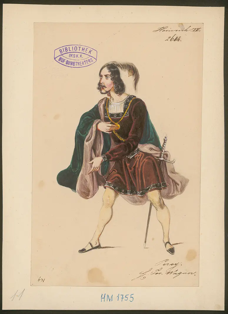 König Heinrich der Vierte, Suchtitel: Heinrich IV., Originaltitel: King Henry IV, Titel der Serie: Figurinen des k.k. Hof-Burgtheaters