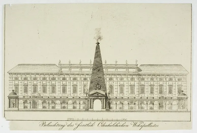 Wien (allgemein), Palais Lobkowitz, Titel in Vorlageform: Beleuchtung des fürstlich Odeschalchischen Wohnpallastes
