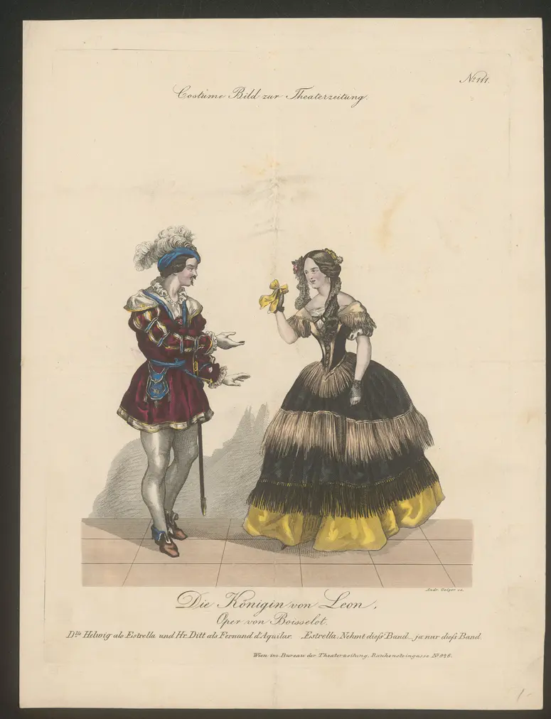 Die Königin von Leon, Titel der Serie: Costume-Bild, Name der Zeitschrift: Wiener Theaterzeitung