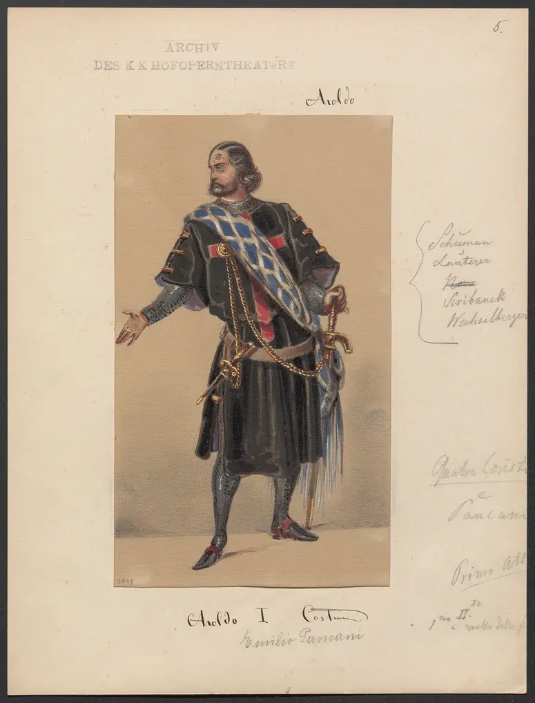 Aroldo, Titel der Serie: Figurinen des k.k. Hofoperntheaters