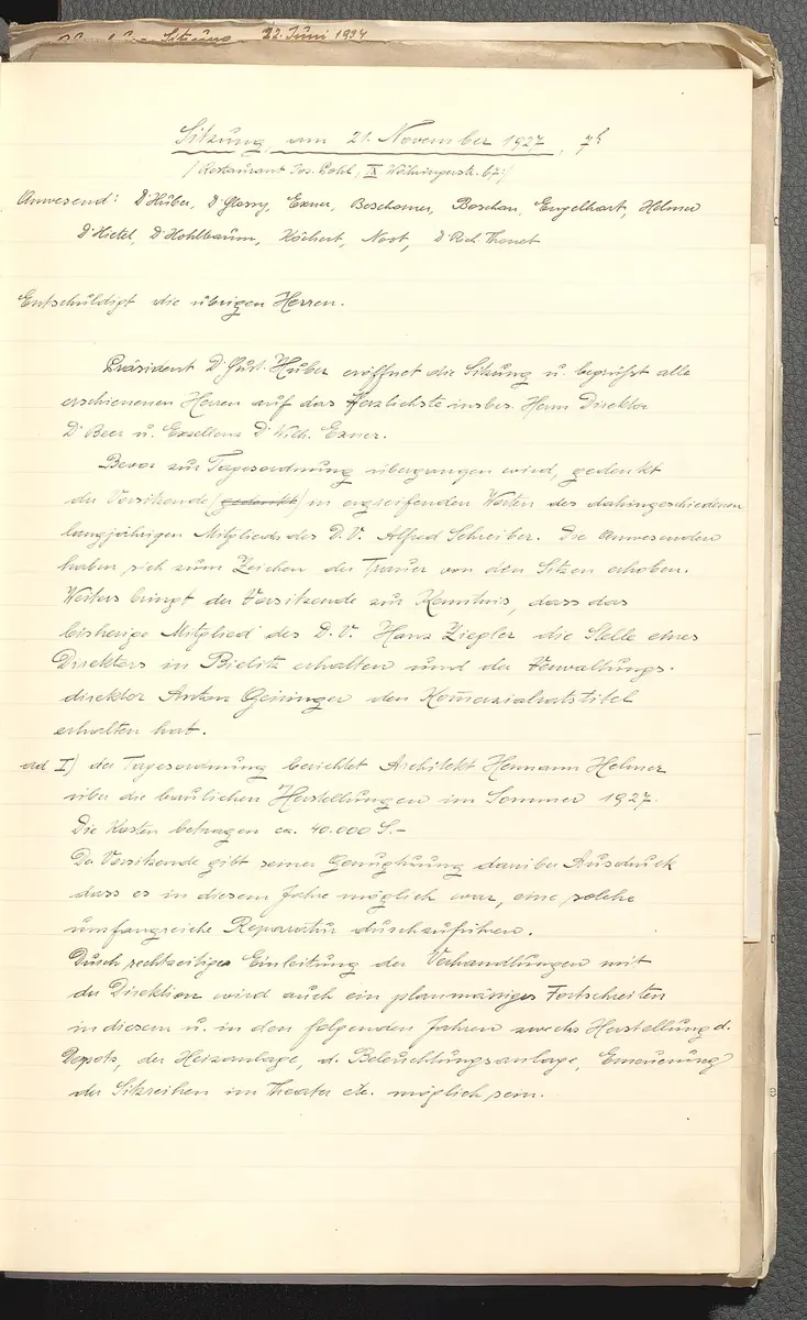 Protokolle der Ausschusssitzungen des Vereines des Deutschen Volkstheaters in Wien