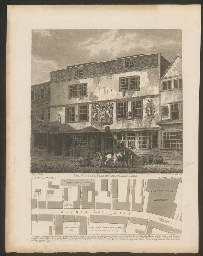 London, Fortune Playhouse, Titel in Vorlageform: The Fortune Playhouse, Golden Lane, Titel der Serie: Londina Illustrata