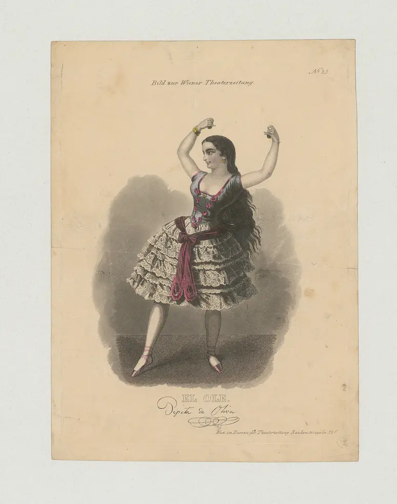Pepita de Olivia, Titel der Serie: Bild zur Wiener Theaterzeitung, Name der Zeitschrift: Wiener Theaterzeitung, Verweis auf Stücktitel: El Ole