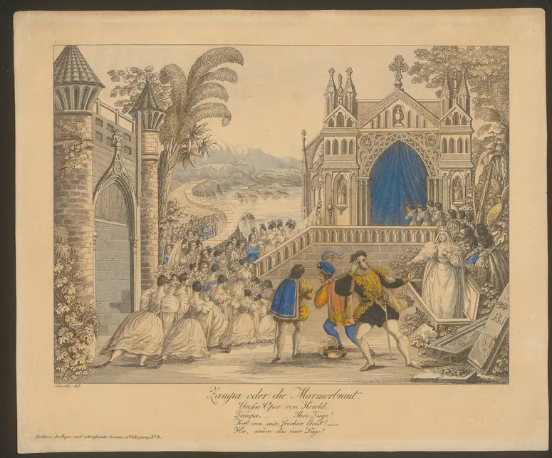 Zampa oder die Marmorbraut, Titel der Serie: Gallerie interessanter und drolliger Scenen, Name der Zeitschrift: Wiener Theaterzeitung