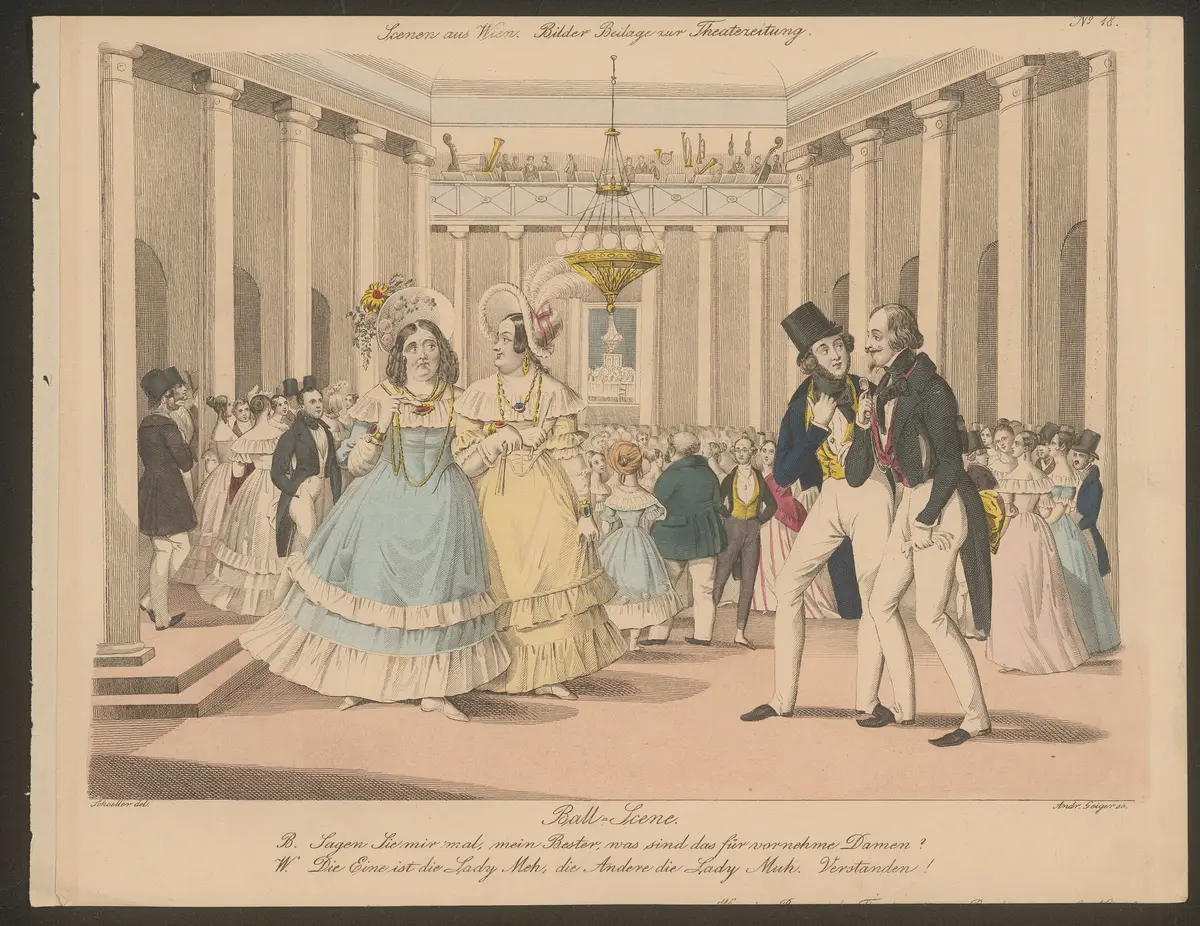 Ball-Scene., Titel der Serie: Wiener Scene, Name der Zeitschrift: Wiener Theaterzeitung