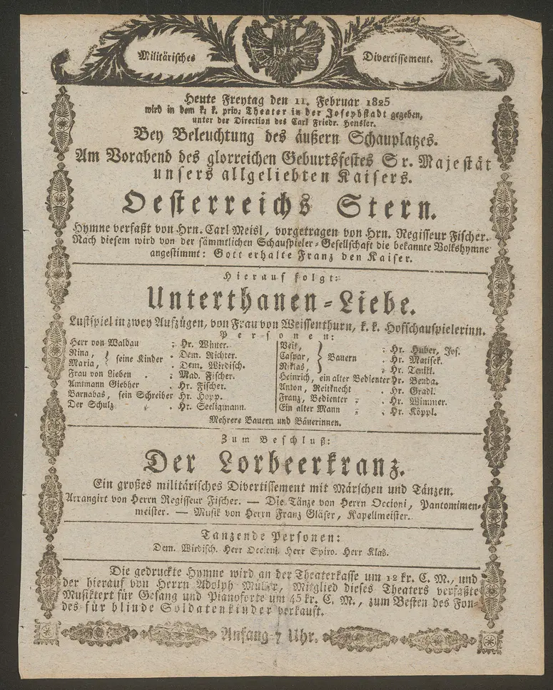 Österreichs Stern, Unterthanen-Liebe, Der Lorbeerkranz