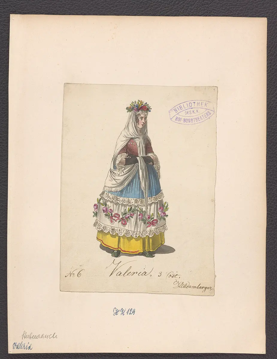 Valeria, oder Vaterlist, Suchtitel: Valeria, Originaltitel: Ponce de Leon, Titel der Serie: Figurinen des k.k. Hof-Burgtheaters