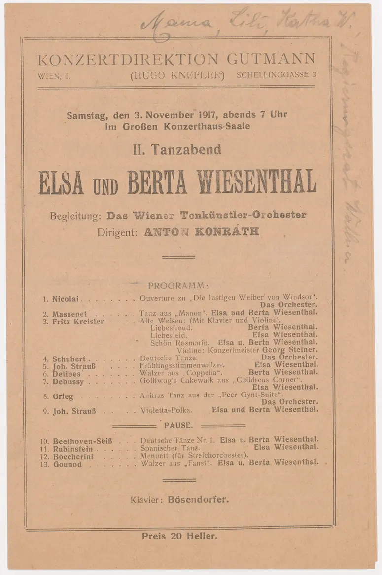 Tanzabend Elsa und Berta Wiesenthal