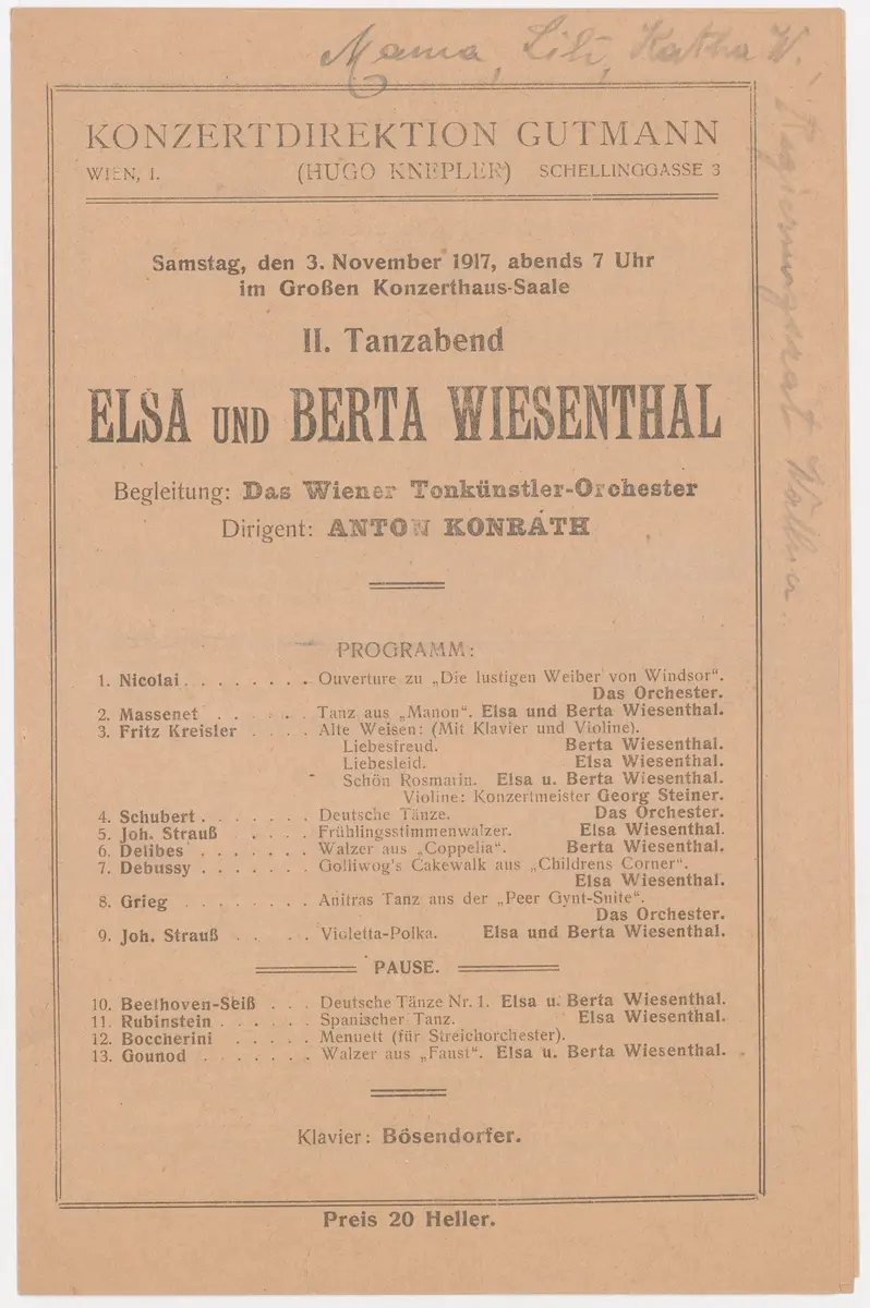 Tanzabend Elsa und Berta Wiesenthal