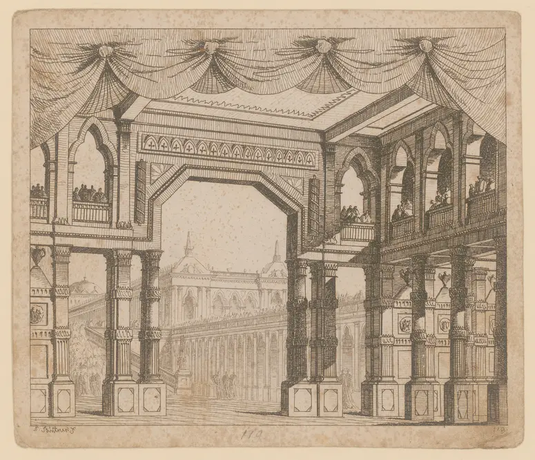 ohne Titel, Titel der Serie: Theaterdecorationen nach den Originalskitzen des k.k. Hoftheatermahlers Joseph Platzer radirt und verlegt von Norbert Bittner