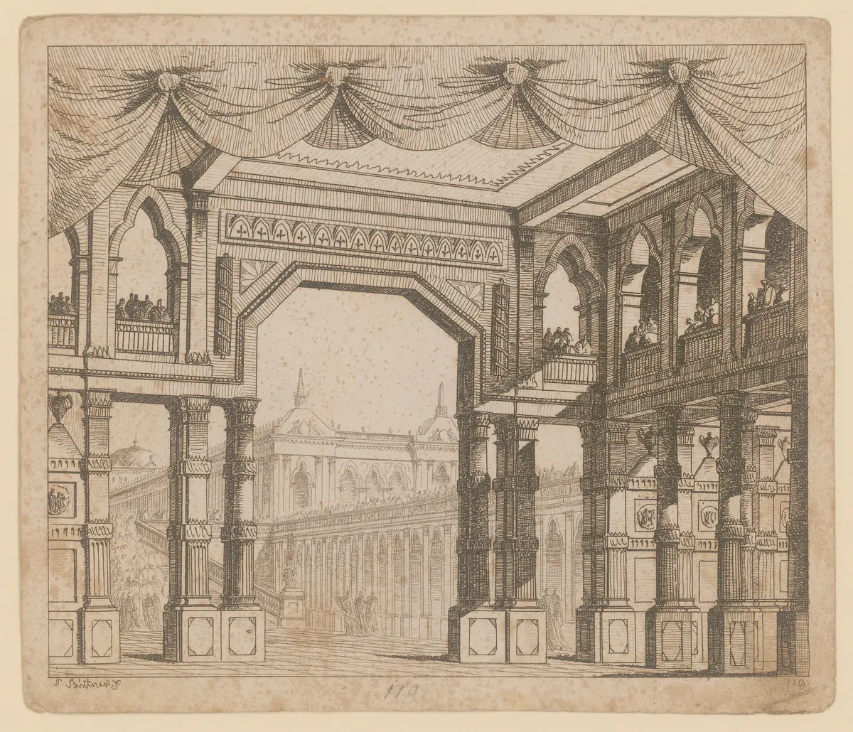 ohne Titel, Titel der Serie: Theaterdecorationen nach den Originalskitzen des k.k. Hoftheatermahlers Joseph Platzer radirt und verlegt von Norbert Bittner