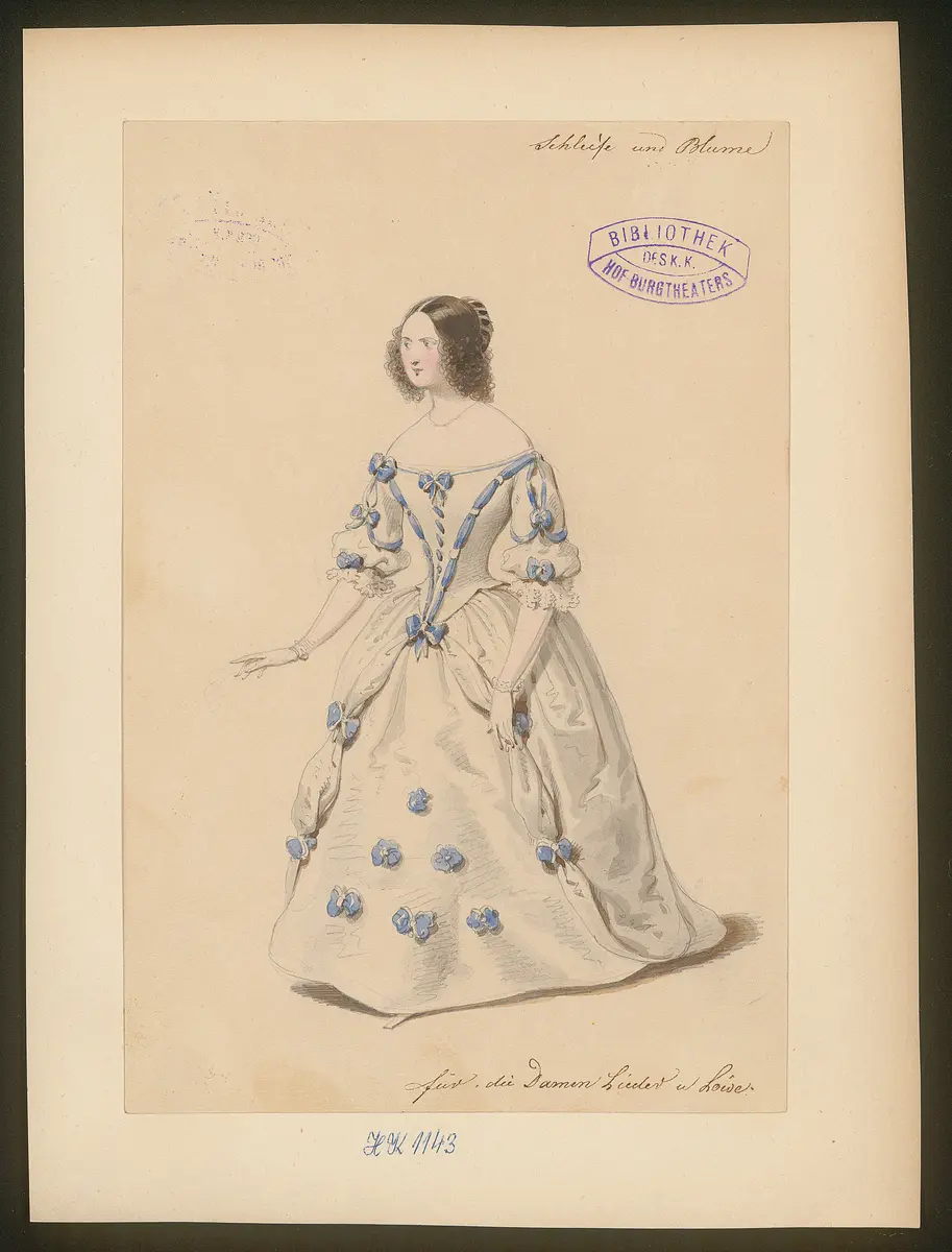 Schleife und Blume, Originaltitel: La banda y la flor, Titel der Serie: Figurinen des k.k. Hof-Burgtheaters