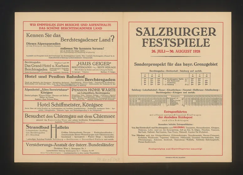 Salzburger Festspiele 1928, Verweis auf Stücktitel: Fidelio, Verweis auf Stücktitel: Die Zauberflöte, Verweis auf Stücktitel: Cosi fan tutte, Verweis auf Stücktitel: Die Räuber, Verweis auf Stücktitel: Iphigenie auf Tauris, Verweis auf Stücktitel: Jedermann, Verweis auf Stücktitel: Das Perchtenspiel