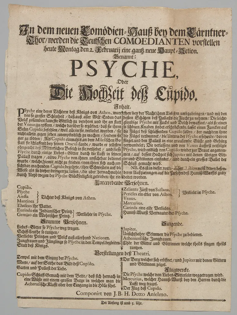 Psyche, oder die Hochzeit des Cupido, Titel in Vorlageform: Psyche, oder die Hochzeit deß Cupido