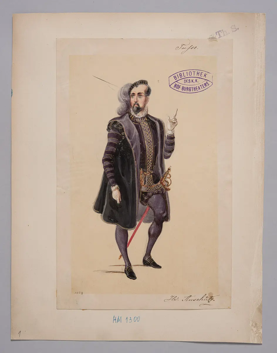 Torquato Tasso, Titel der Serie: Figurinen des k.k. Hof-Burgtheaters