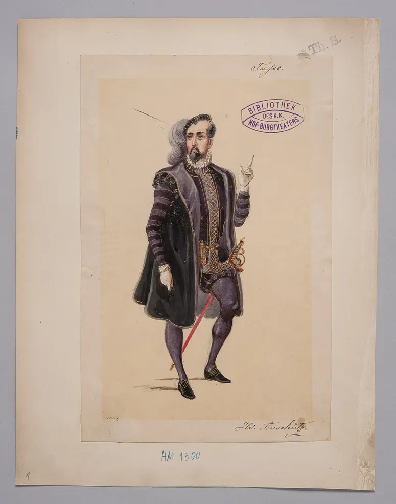 Torquato Tasso, Titel der Serie: Figurinen des k.k. Hof-Burgtheaters