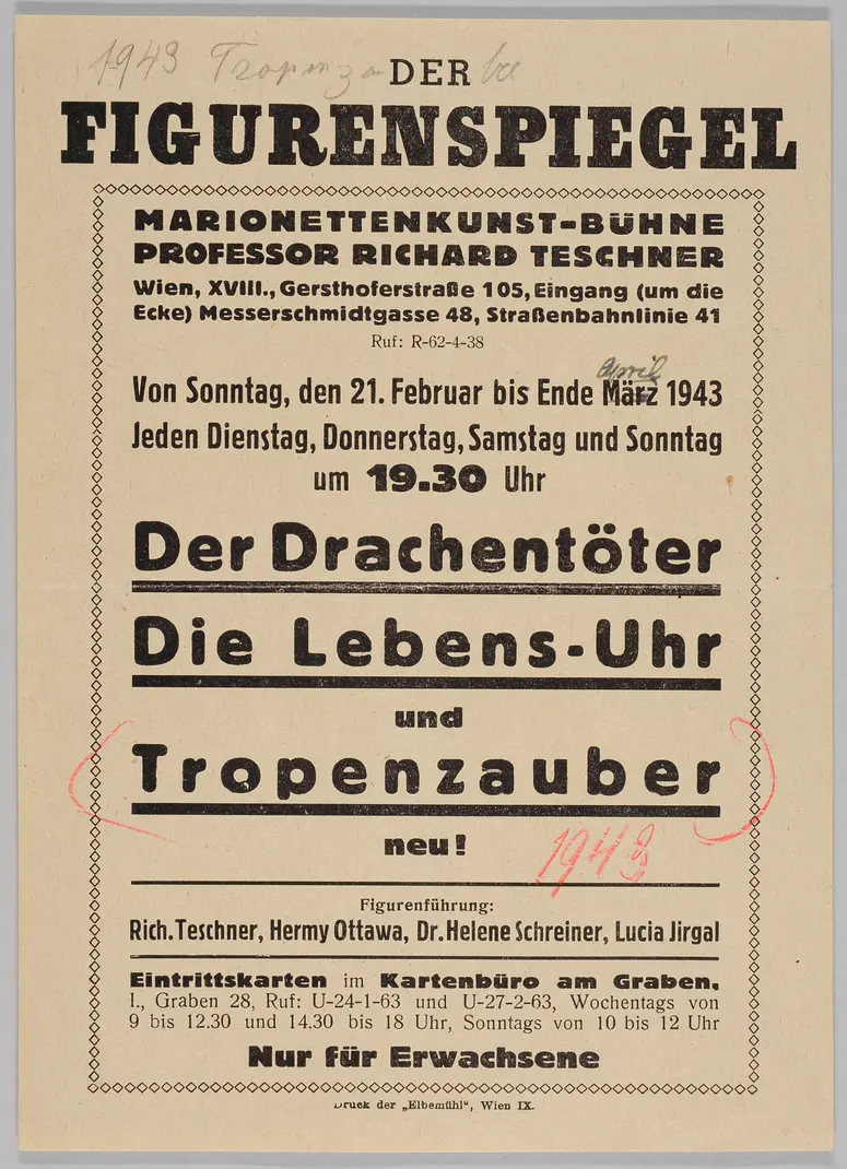 Der Figurenspiegel, Verweis auf Stücktitel: Der Drachentöter, Verweis auf Stücktitel: Die Lebens-Uhr, Verweis auf Stücktitel: Tropenzauber