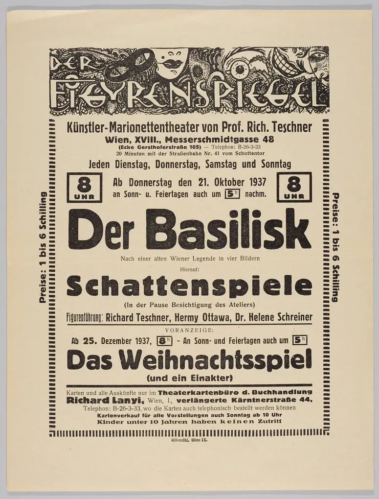 Der Figurenspiegel, Verweis auf Stücktitel: Der Basilisk, Verweis auf Stücktitel: Schattenspiele, Verweis auf Stücktitel: Harlekin als Porträtist