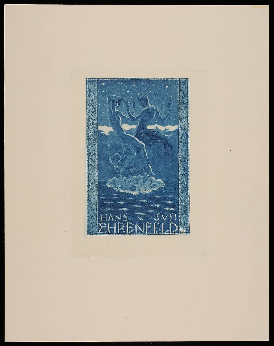 Exlibris Hans Ehrenfeld und Susanne Ehrenfeld, Titel in Vorlageform: Exlibris Hans u. Susi Ehrenfeld
