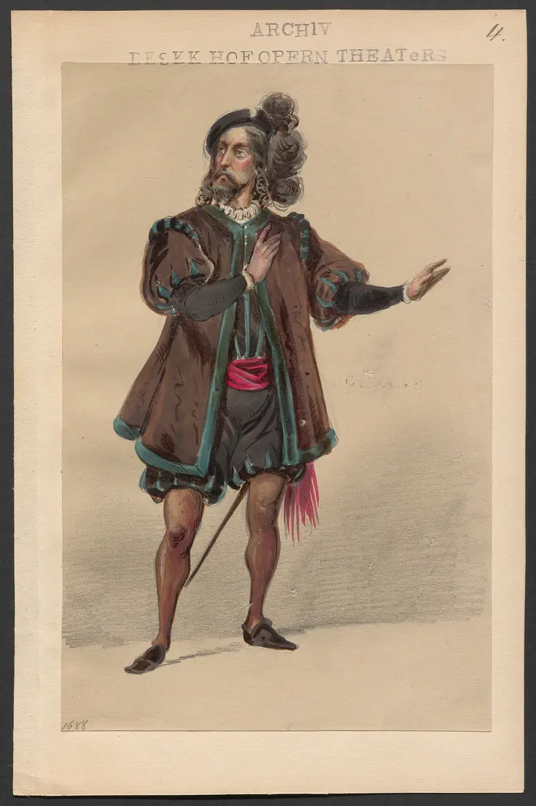 Joconde, oder Die Abenteuerer, Originaltitel: Joconde ou Les Coureurs d’aventures, Titel der Serie: Figurinen des k.k. Hofoperntheaters