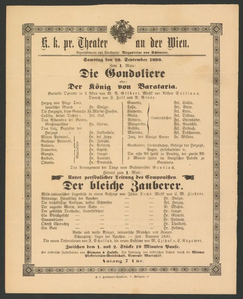 Die Gondoliere, oder Der König von Barataria, Originaltitel: The Gondoliers or, The King of Barataria , Der bleiche Zauberer