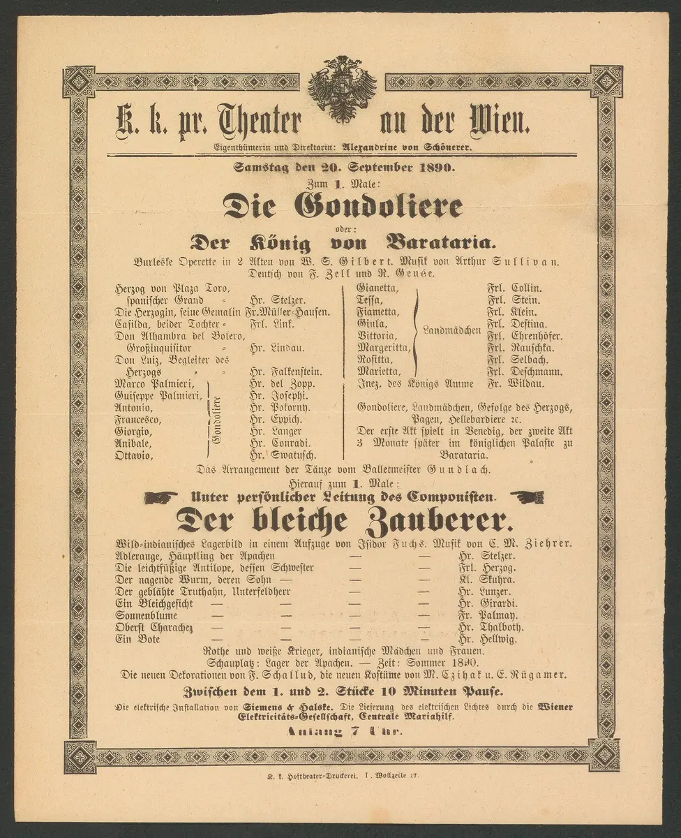 Die Gondoliere, oder Der König von Barataria, Originaltitel: The Gondoliers or, The King of Barataria , Der bleiche Zauberer