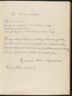 Gästebuch. Atelier Franz-Xaver Setzer, Wien
