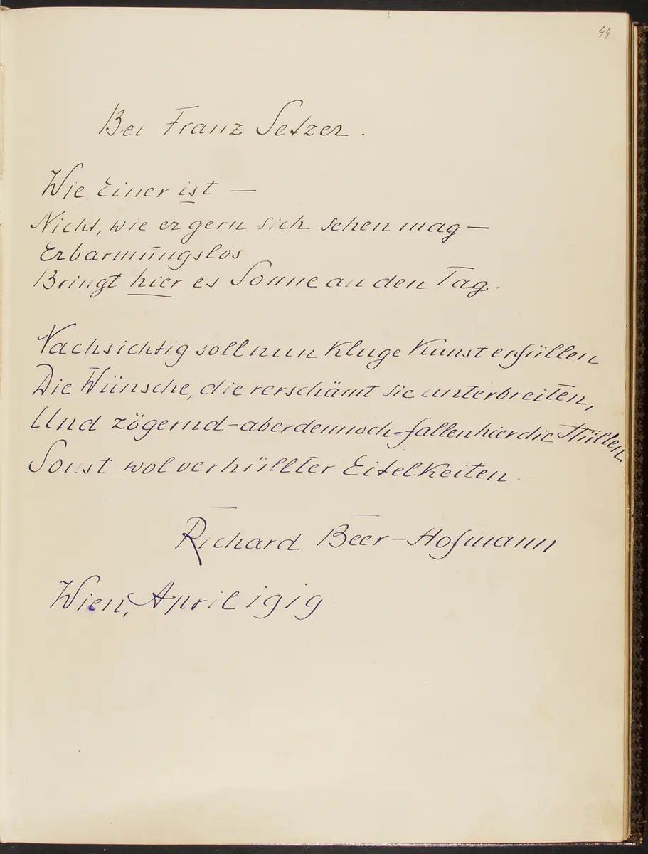 Gästebuch. Atelier Franz-Xaver Setzer, Wien