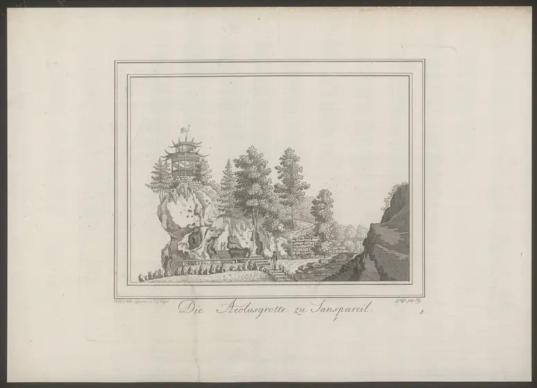 Bayreuth, Sanspareil, Titel in Vorlageform: Die Aeolusgrotte zu Sanspareil