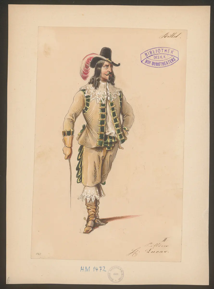 Ein Billett, Titel der Serie: Figurinen des k.k. Hof-Burgtheaters