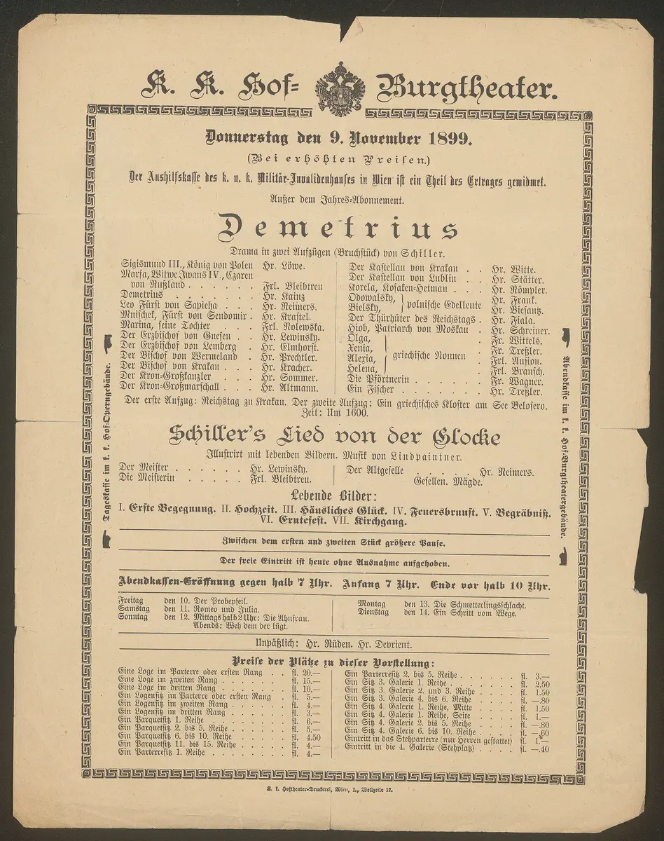 Demetrius, Schiller's Lied von der Glocke