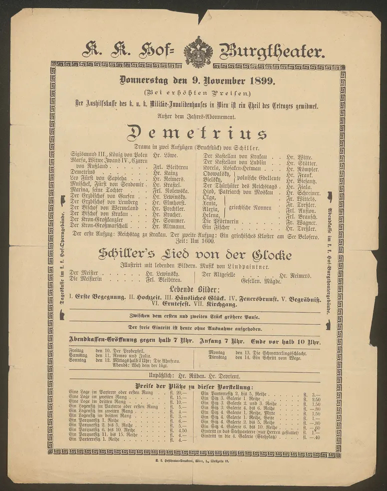 Demetrius, Schiller's Lied von der Glocke