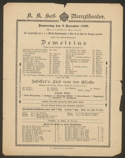 Demetrius, Schiller's Lied von der Glocke
