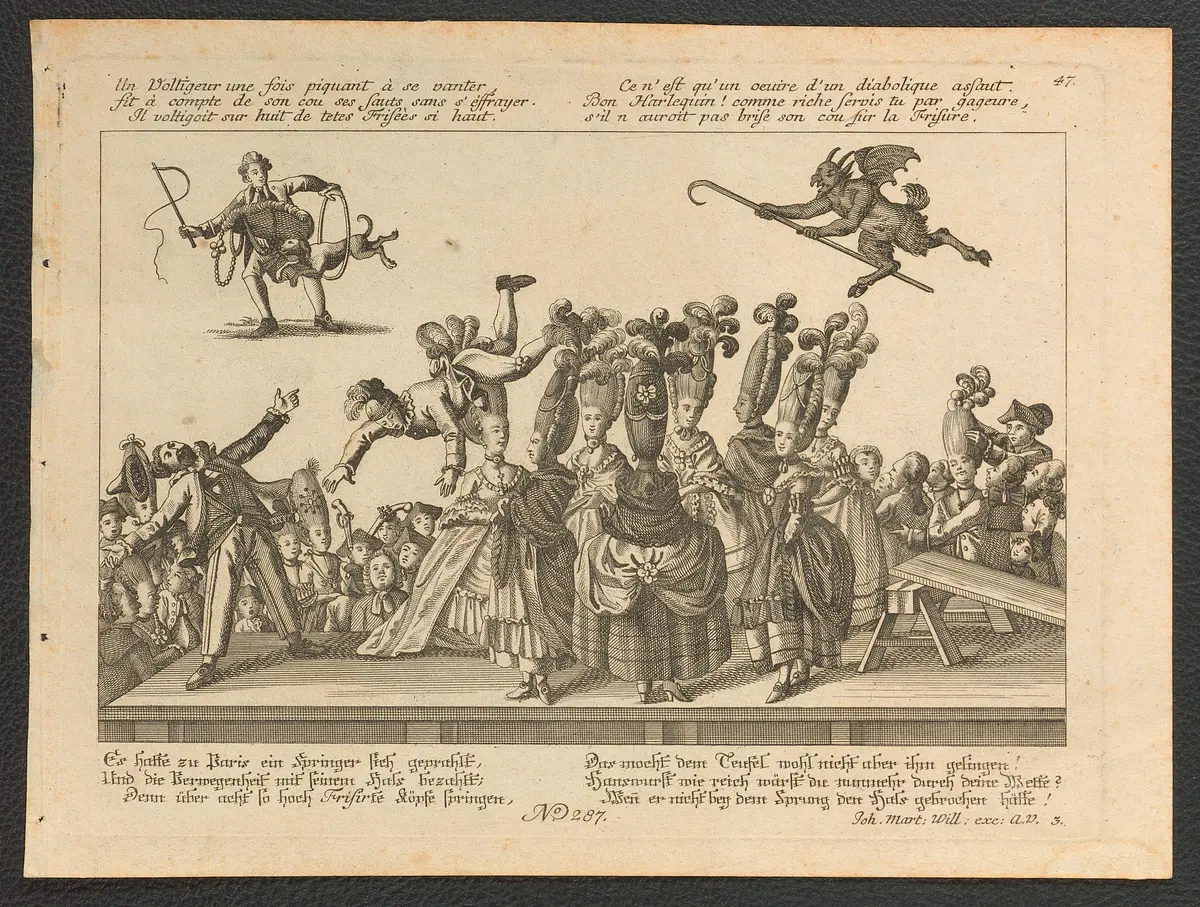 Es hatte zu Paris ein Springer sich geprahlt, / Und die Verwegenheit mit seinem Hals bezahlt [...], Weiterer Titel: Un Voltigeur une fois piquant à se vanter / fit á compte de son cou ses faits sans s'effrayer [...]