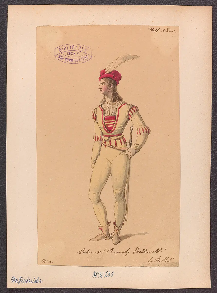 Die Waffenbrüder, Alternativtitel: Die Familie Schroffenstein, Titel der Serie: Figurinen des k.k. Hof-Burgtheaters