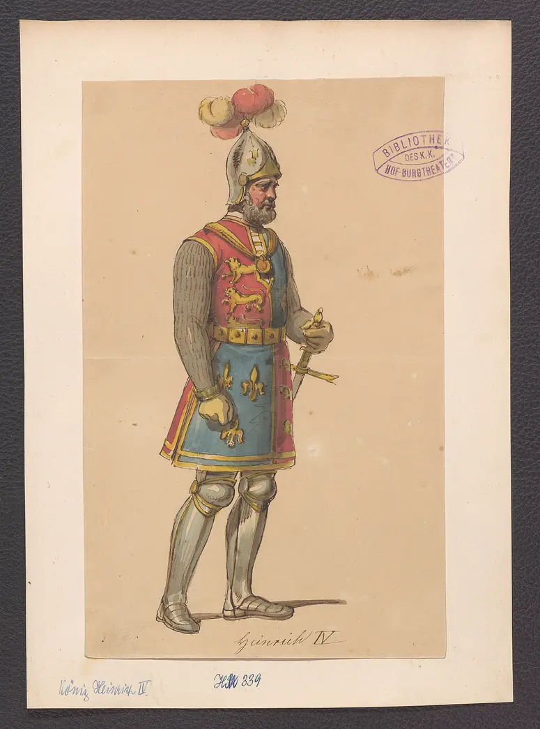 König Heinrich der Vierte. Erster Teil, Alternativtitel: König Heinrich IV. I. Teil, Originaltitel: King Henry IV, Part 1, Titel der Serie: Figurinen des k.k. Hof-Burgtheaters