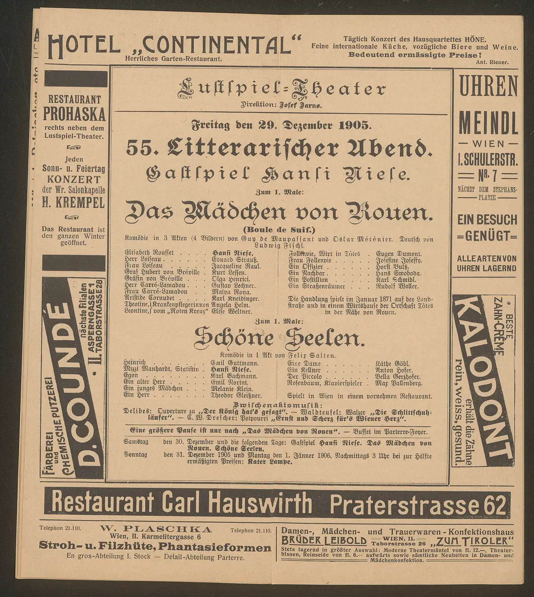 Immer modern, Nouveau Jeu, Das Mädchen von Rouen (Im Lustspieltheater), Schöne Seelen (Im Lustspieltheater)
